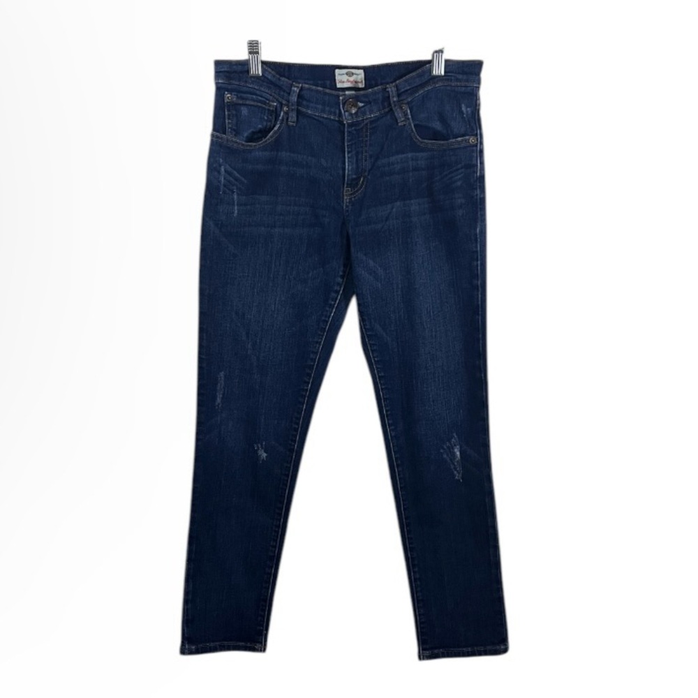 Women's 26 Fossil Boyfriend Jeans Distressed Mid Rise Blue Jeans Whiskering